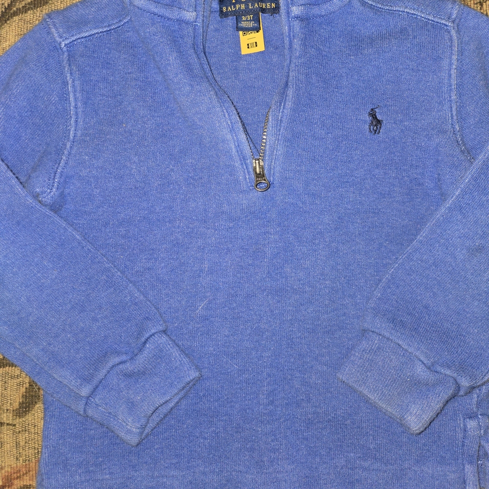 Polo by Ralph Lauren Boys Blue Quarter-Zip Sweater